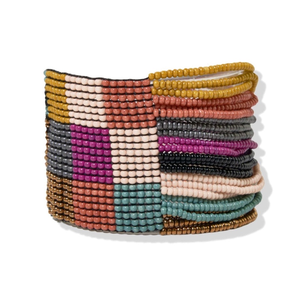 Ink and Alloy Beaded Stretch Bracelet